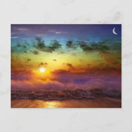 Stunning rainbow sunset postcard