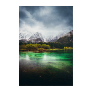 Stunning rainy day at lake Fusine, Italy Acrylic Print
