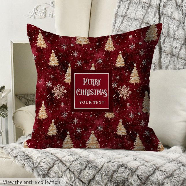 Stunning red and gold Christmas trees festive Throw Pillow (Stunning red and gold Christmas trees festive Throw Pillow )
