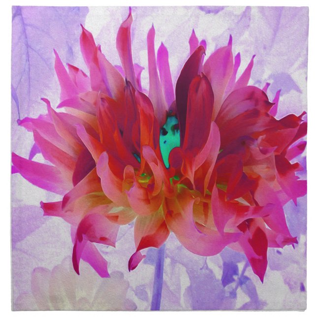 Stunning Red and Hot Pink Cactus Dahlia Cloth Napkin (Front)