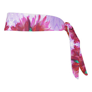 Stunning Red and Hot Pink Cactus Dahlia Tie Headband