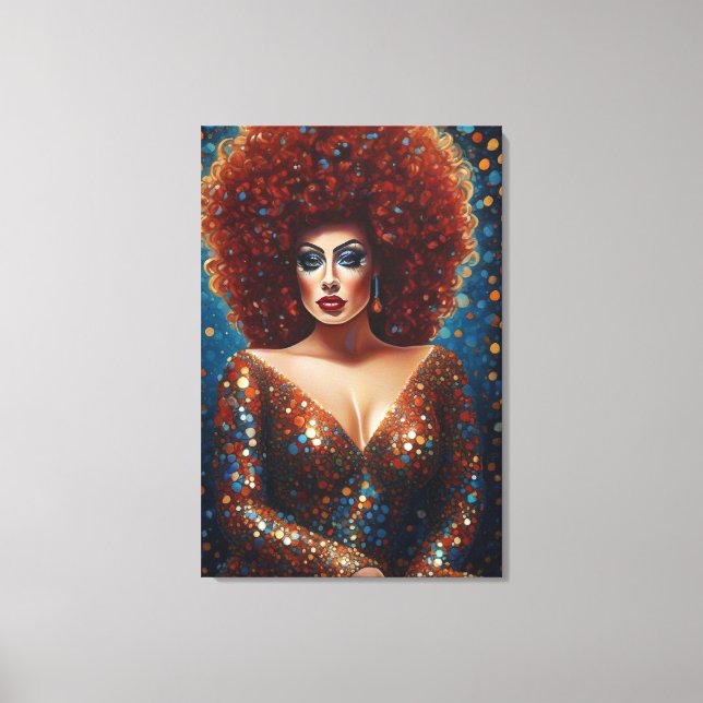 Stunning Red Bombshell Drag Queen Portrait Canvas Print (Front)