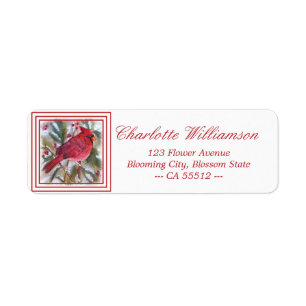 Stunning Red Cardinal Bird Label