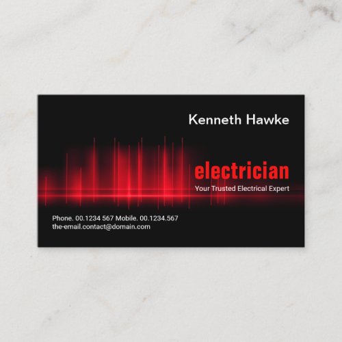 Stunning Red Electrical Wave Pulse Electrician Business Card