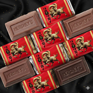 Stunning Red Gold Chinese Year of Fire Goat 2027 Hershey's Miniatures