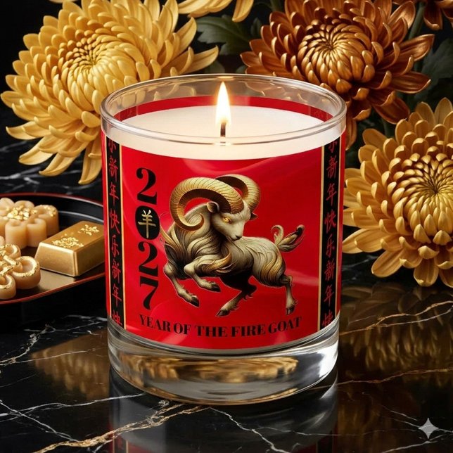 Stunning Red Gold Chinese Year of Fire Goat 2027 Scented Candle (Stunning Red & Gold Chinese Year of the Fire Goat 2027 Scented Candle Cover Photo)