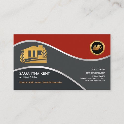 Stunning Red Gold Faux Resort Home Architect CEO Business Card