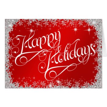 Stunning Red Happy Holidays PERSONALIZED Card 