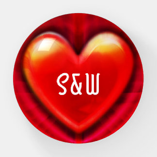 Stunning red heart glass dome paperweight custom
