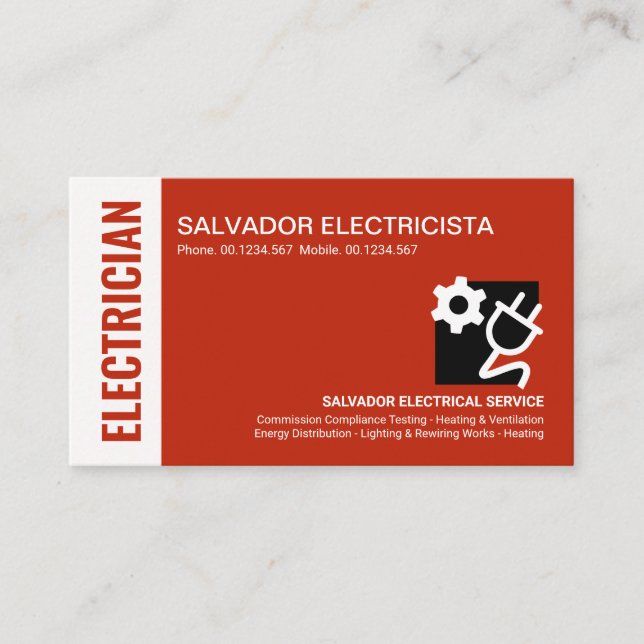 Stunning Red Layers Electrician Business Card (Front)