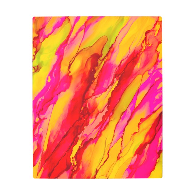 Stunning Red Pink Yellow Alcohol Ink Metal Print (Front)