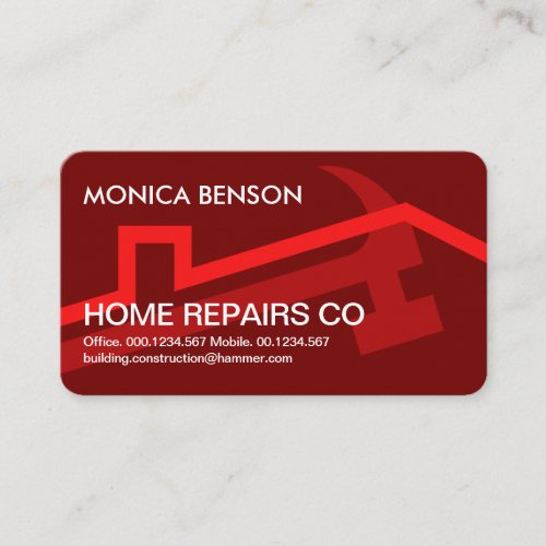 Stunning Red Rooftop Hammer Handyman Business Card