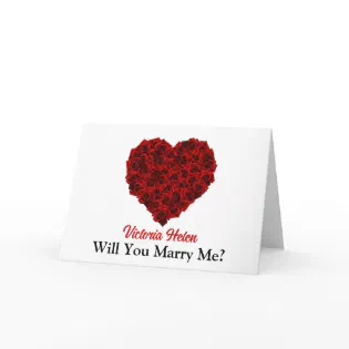 Stunning Red Rose Heart Will You Marry Me Card