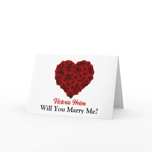 Stunning Red Rose Heart Will You Marry Me Card
