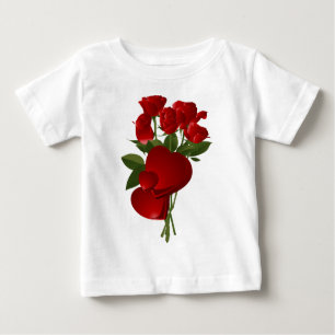Stunning Red Roses and Hearts Baby T-Shirt