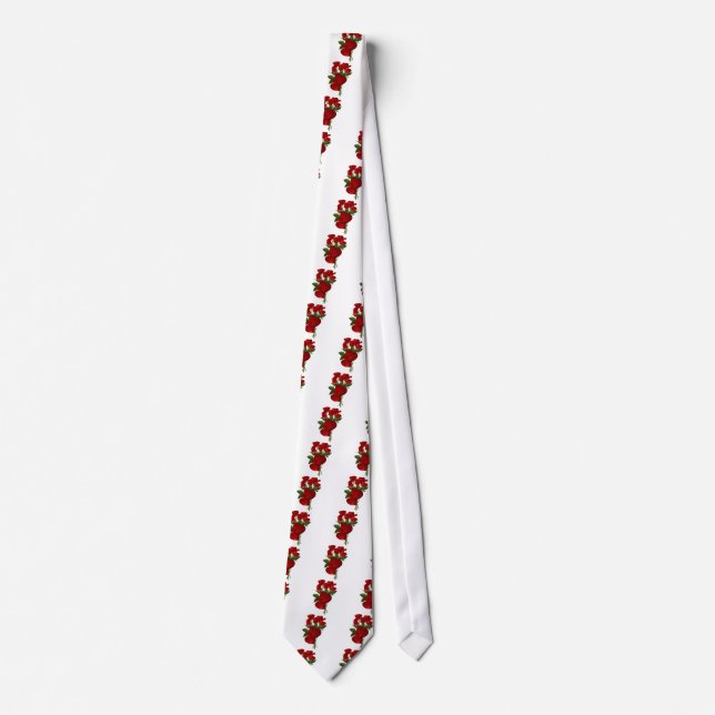 Stunning Red Roses and Hearts Neck Tie (Front)