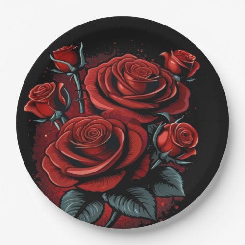 Stunning Red Roses  Paper Plates