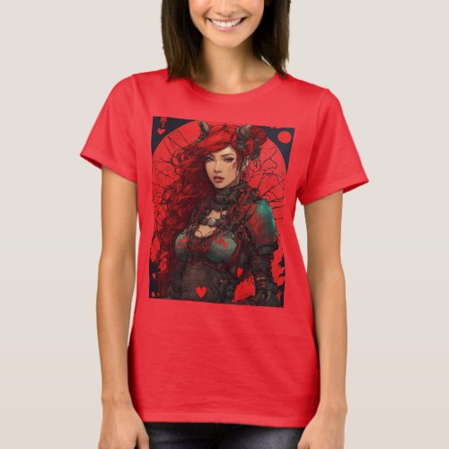  Stunning red tee elegant woman T_Shirt