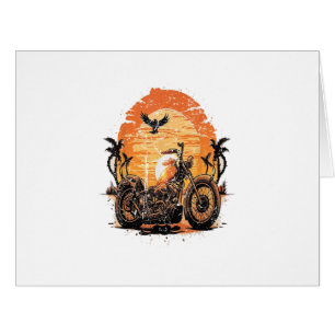 Stunning Retro Vintage Motorcycle Classic Sunset C Cards