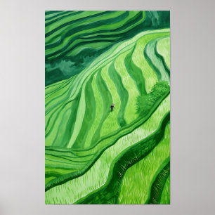 Stunning Rice Terraces Painting Poster