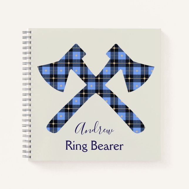 Stunning Ring Bearer blue and gray ax Notebook (Front)