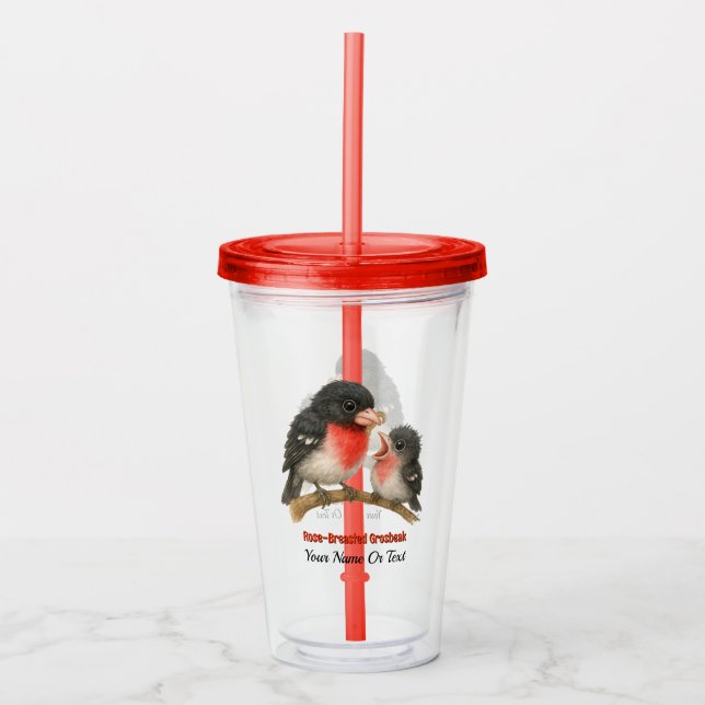 Stunning Rose Breasted Grosbeak Acrylic Tumbler (Front)
