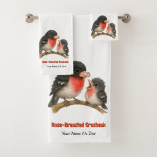 Stunning Rose Breasted Grosbeak Bath Towel Set