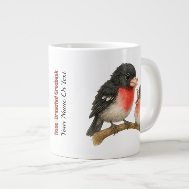 Stunning Rose Breasted Grosbeak Giant Coffee Mug (Front Right)
