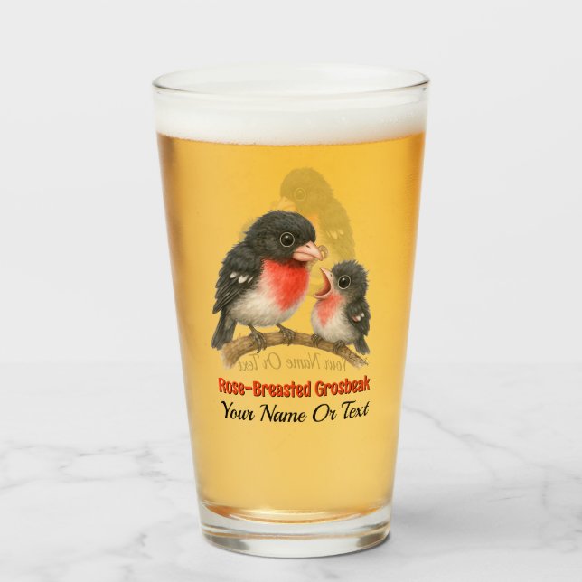 Stunning Rose Breasted Grosbeak Glass (Front Filled)