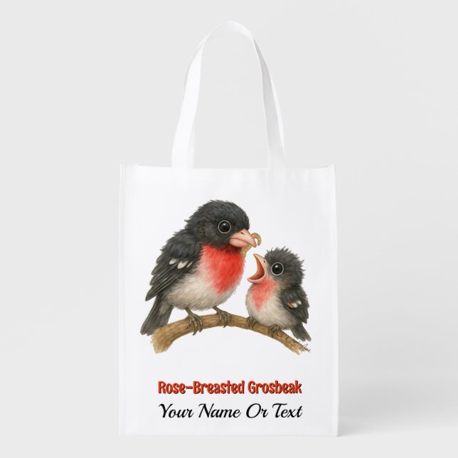 Stunning Rose Breasted Grosbeak Grocery Bag (Front)