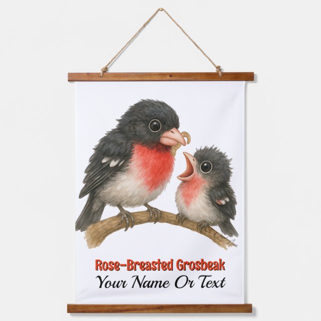 Stunning Rose Breasted Grosbeak Hanging Tapestry (Front)