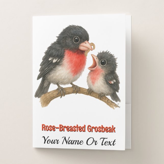 Stunning Rose Breasted Grosbeak Pocket Folder (Front)