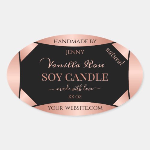 Stunning Rose Gold Black Product Packaging Labels