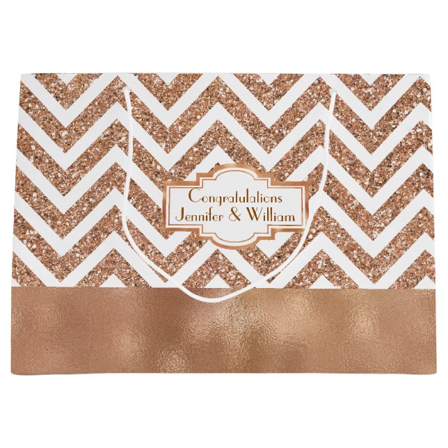Stunning Rose Gold Custom Wedding Gift Bag (Front)