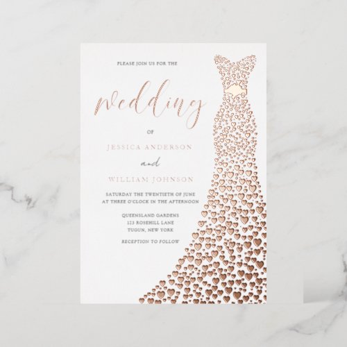 Stunning Rose Gold Dress Elegant Wedding Foil Invitation