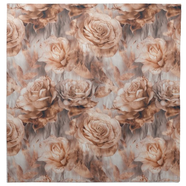 Stunning Rose Gold Gray Rose Cotton Dinner Napkins (Front)