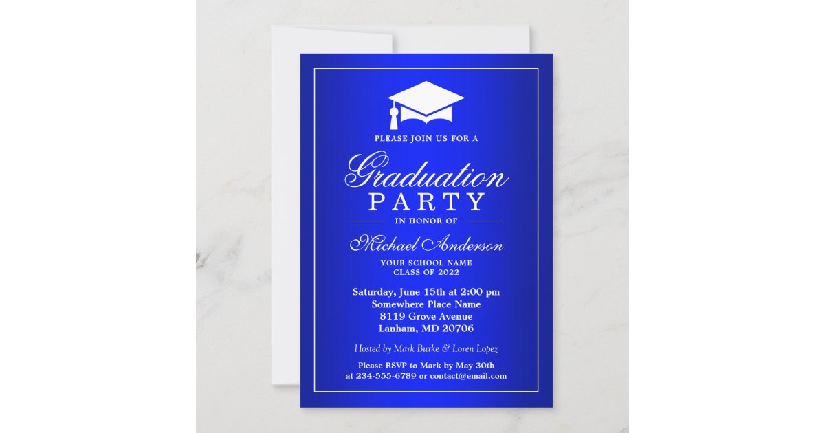 Stunning Royal Blue Gradient Graduate Graduation Invitation | Zazzle