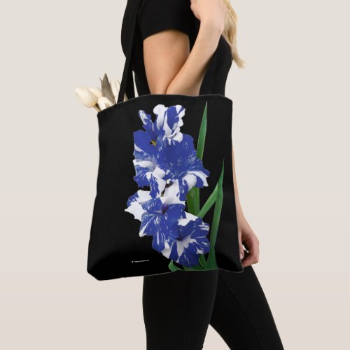 Stunning Royal Blue  White Gladiolus Sword Lilies Tote Bag