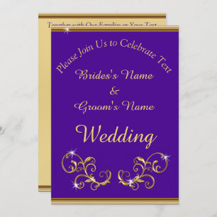 Stunning Royal Purple and Gold Wedding Invitations