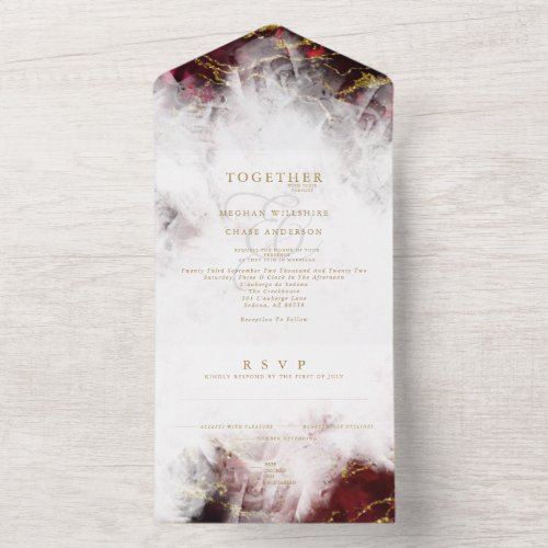 Stunning Ruby Crystal Geode All In One Invitation