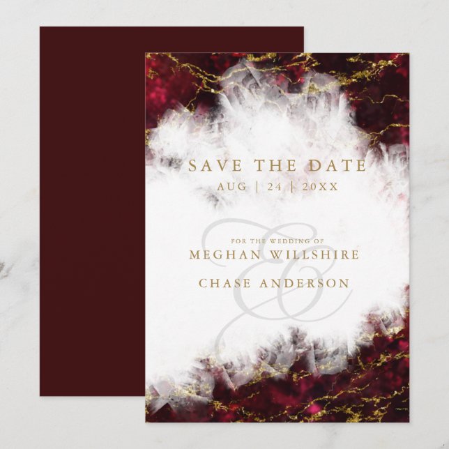 Stunning Ruby Crystal Geode Invitation (Front/Back)
