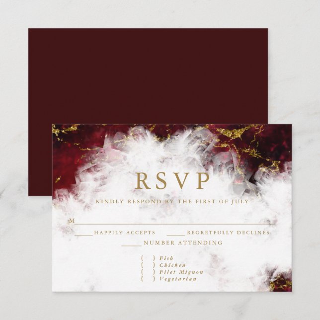 Stunning Ruby Crystal Geode RSVP Card (Front/Back)
