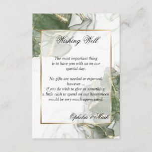 Stunning Sage Green and Gold Wishing Well Enclosure Card