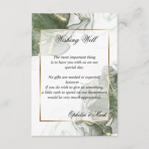 Stunning Sage Green and Gold Wishing Well  Enclosure Card