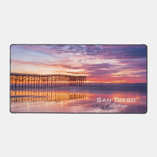 Stunning San Diego California Beach Pier Sunset Desk Mat