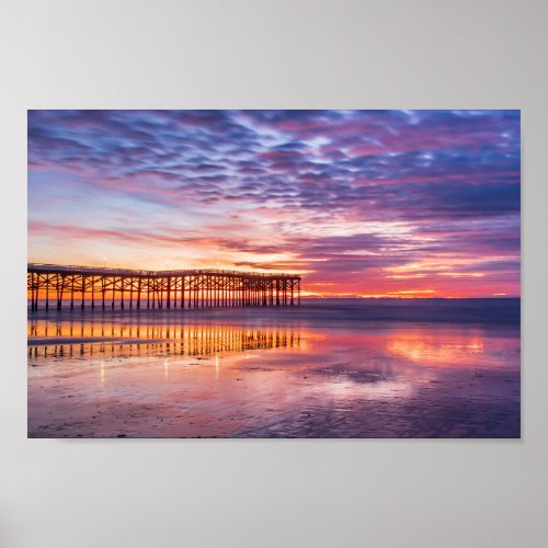 Stunning San Diego California Beach Pier Sunset Poster
