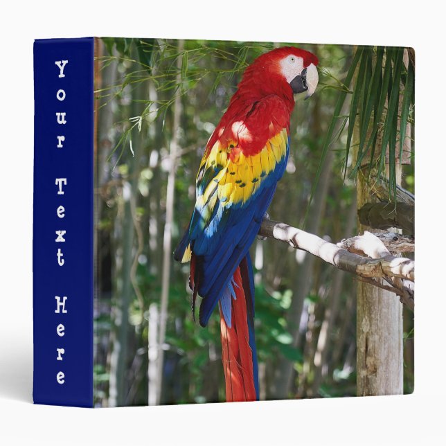 Stunning Scarlet Macaw Parrot 3 Ring Binder (Front/Spine)