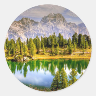 Stunning Scenic View of Dolomite Mountains Italy Classic Round Sticker