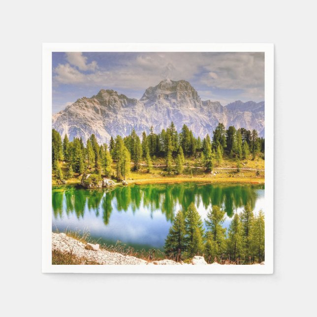 Stunning Scenic View of Dolomite Mountains Italy Napkins (Front)