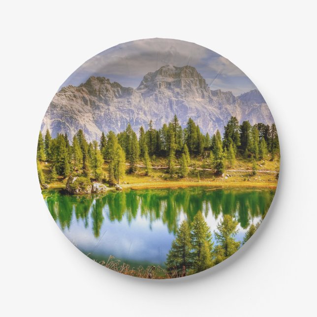 Stunning Scenic View of Dolomite Mountains Italy Paper Plates (Front)
